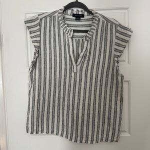 Sanctuary Black and White Striped Linen Blend Top